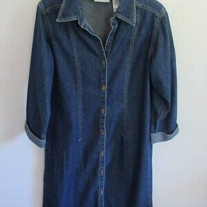 Liz Claiborne denim button front 3/4 sleeve knee length dress*Sz 10*